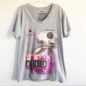 Disney Star Wars Gray Graphic Top Sz XL